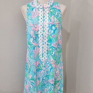 Lilly Pulitzer Jane Shift Dress size 10 sleeveless front zip Aqua La Vista Resor